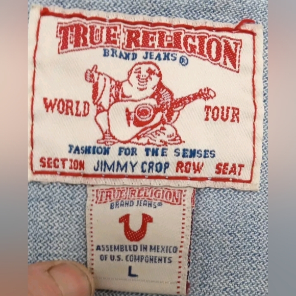 True Religion Jacket- Jimmy Crop Denim Jacket Size Large - Picture 6 of 7